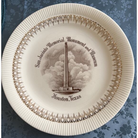 Vintage San Jacinto Memorial Monument Plate Houston TX Views of America 9” - Picture 2 of 4